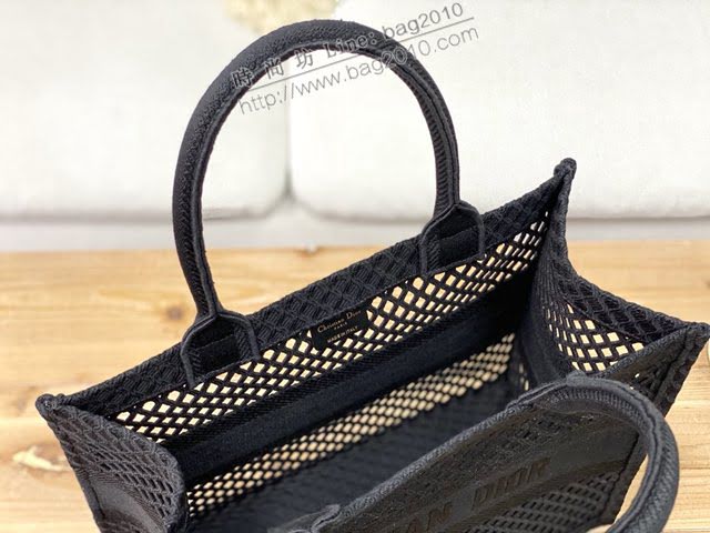 Dior女包 迪奧Book Tote黑網格帆布托特包 Dior刺繡購物袋  dfk1661